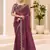 wine faux georgette embroidered saree