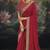 red  embroidered silk blend saree