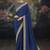  royal blue embroidered  silk blend saree
