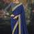  royal blue embroidered  silk blend saree