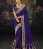  purple embroidered  silk blend saree