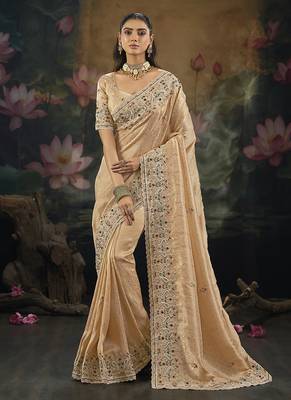 peach kanjivaram silk blend saree 1