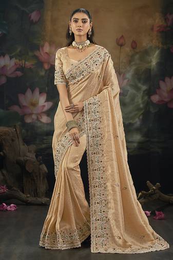 peach kanjivaram silk blend saree