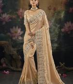 peach kanjivaram silk blend saree