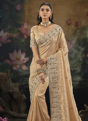 peach kanjivaram silk blend saree 2