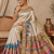 yellow printed pasmina print with dori silk saree
