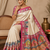 pink printed pasmina print with dori silk saree
