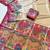 pink printed pasmina print with dori silk saree