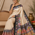 black printed pasmina print with dori silk saree