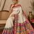red printed pasmina print with dori silk saree