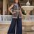 Women navy blue embroidered star georgette kurta palazzo set with dupatta