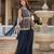 Women navy blue embroidered star georgette kurta palazzo set with dupatta
