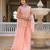 Women peach embroidered star georgette kurta palazzo set with dupatta