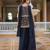 Women navy blue embroidered star georgette kurta palazzo set with dupatta