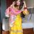 Yellow kurta sharara set with dupatta for women sequins zari work festive wear outfit