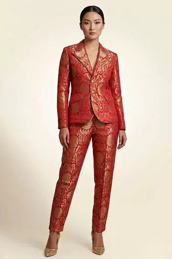 Pink woven brocade co ord set