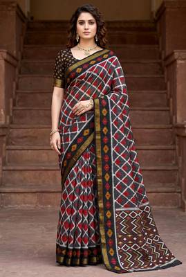 grey woven cotton saree with blouse 1