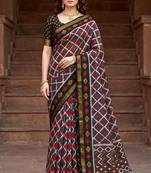 grey woven cotton saree with blouse