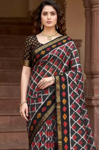 grey woven cotton saree with blouse