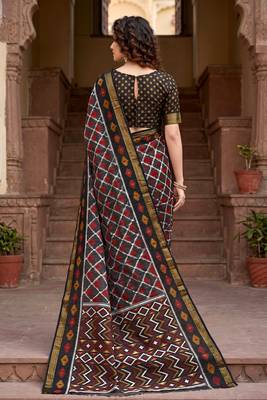 grey woven cotton saree with blouse 4