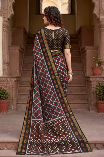 grey woven cotton saree with blouse