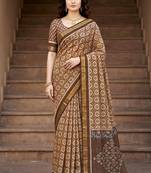 brown woven cotton saree with blouse