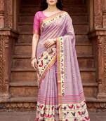 lavender woven cotton saree with blouse