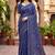 navy blue woven cotton saree with blouse