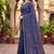 navy blue woven cotton saree with blouse