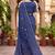 navy blue woven cotton saree with blouse