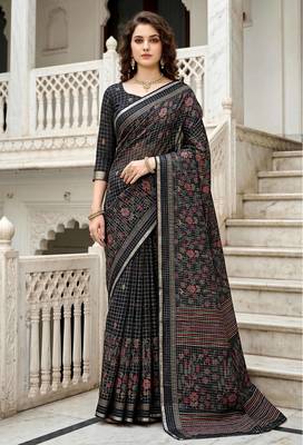 black woven cotton saree with blouse 1