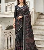 black woven cotton saree with blouse