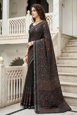 black woven cotton saree with blouse 3