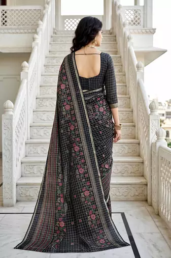 black woven cotton saree with blouse