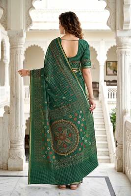green woven cotton saree with blouse 4