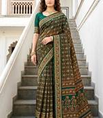green woven cotton saree with blouse