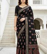 black woven cotton saree with blouse