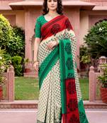 off white woven cotton saree with blouse
