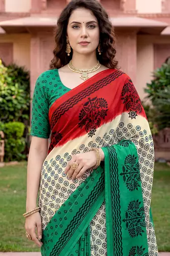 off white woven cotton saree with blouse