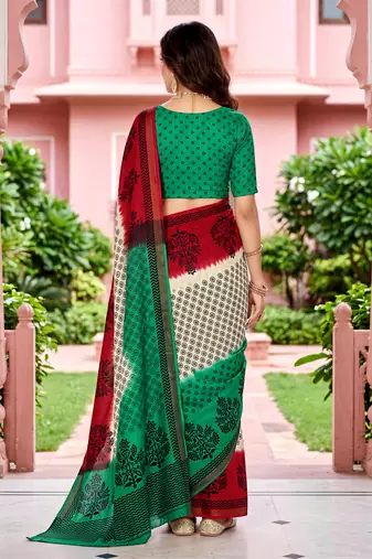 off white woven cotton saree with blouse