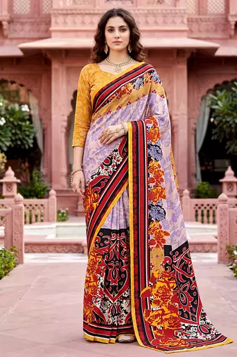 purple woven cotton saree with blouse