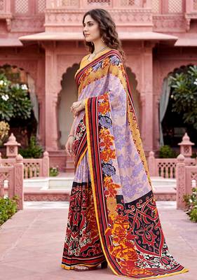 purple woven cotton saree with blouse 3