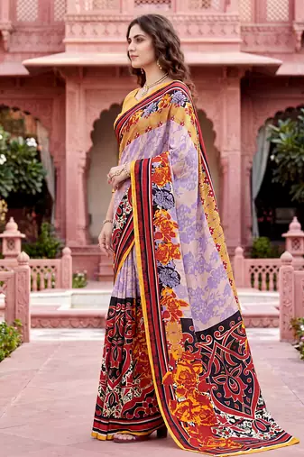 purple woven cotton saree with blouse