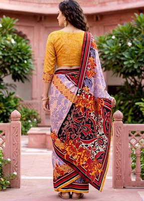 purple woven cotton saree with blouse 4