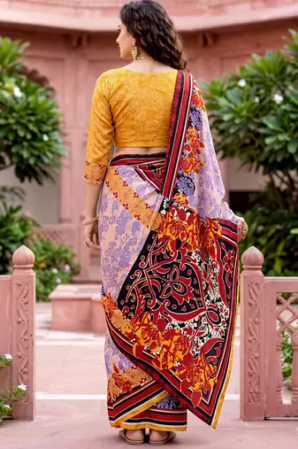 purple woven cotton saree with blouse