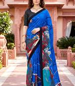 blue woven cotton saree with blouse