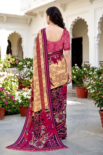 yellow woven cotton saree with blouse