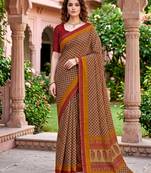 beige woven cotton saree with blouse