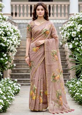 purple woven cotton saree with blouse 1