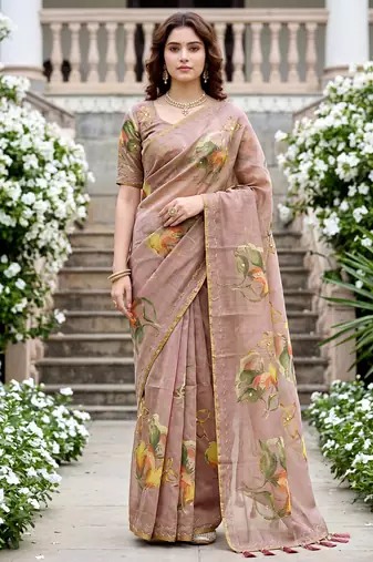 purple woven cotton saree with blouse